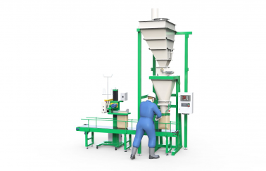 «Гамма-10» (шнековый) + бункер 0,6 м3 + конвейер отводной (10 кг) + машинка мешкозашивочная автоматическая